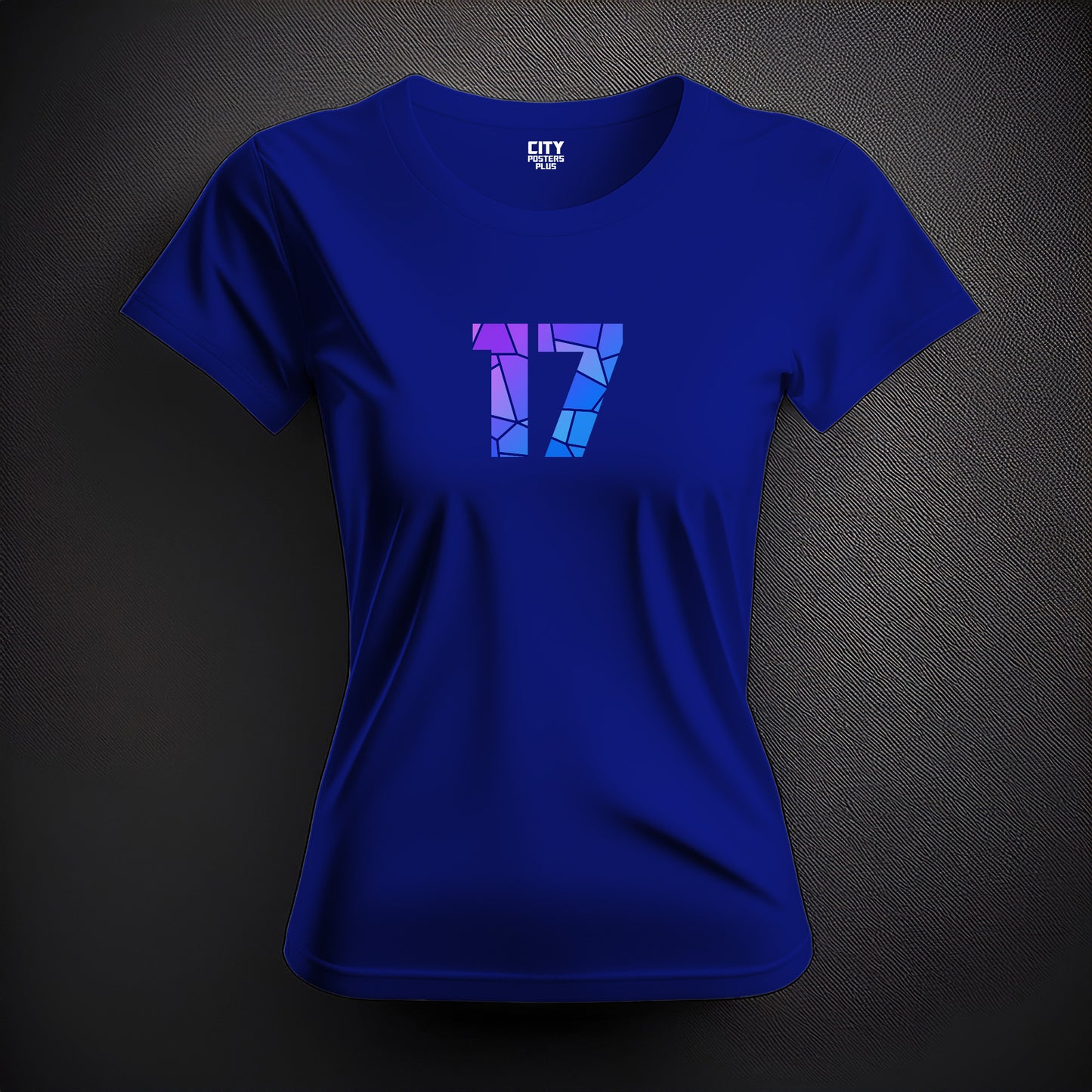City Posters Plus 17 Number Women T-Shirt (Royal Blue) | Stylish Numeric Graphic Tee