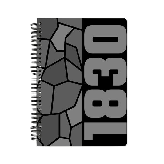 1830 Year Notebook (Black, A5 Size, 100 Pages, Ruled)