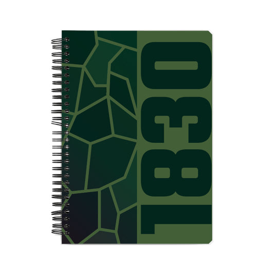 1830 Year Notebook (Olive Green, A5 Size, 100 Pages, Ruled)