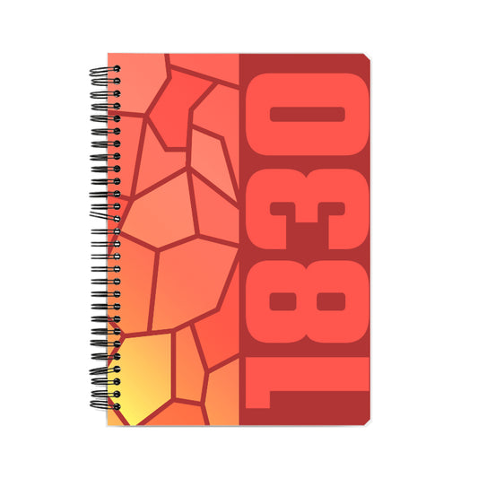 1830 Year Notebook (Red, A5 Size, 100 Pages, Ruled)