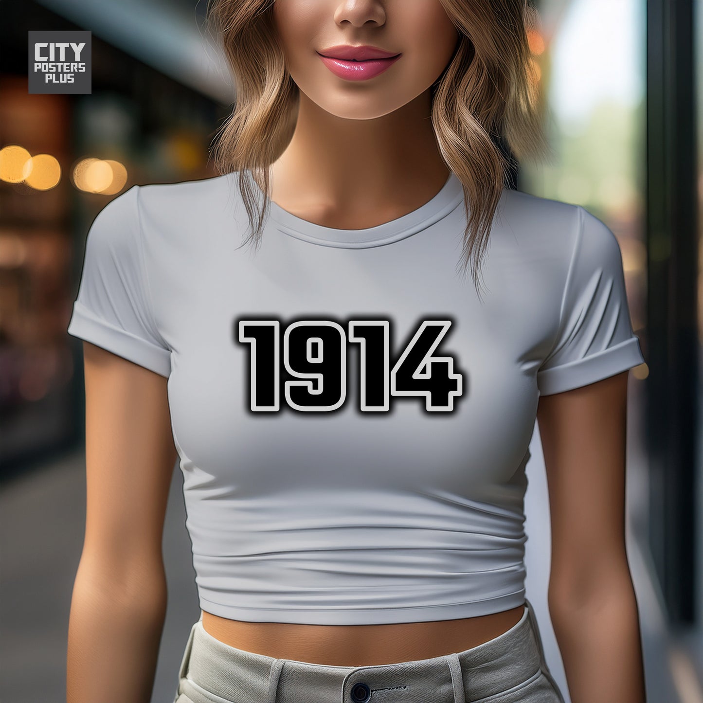 City Posters Plus 1914 Vintage Birth Year Women Crop Top