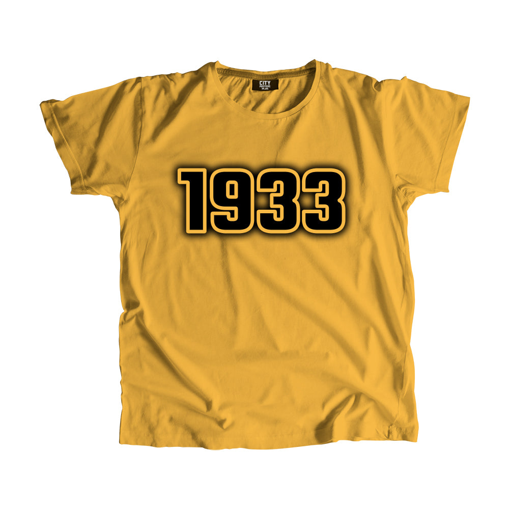 1933 Vintage Heritage Year Men Unisex T-Shirt (Golden Yellow)