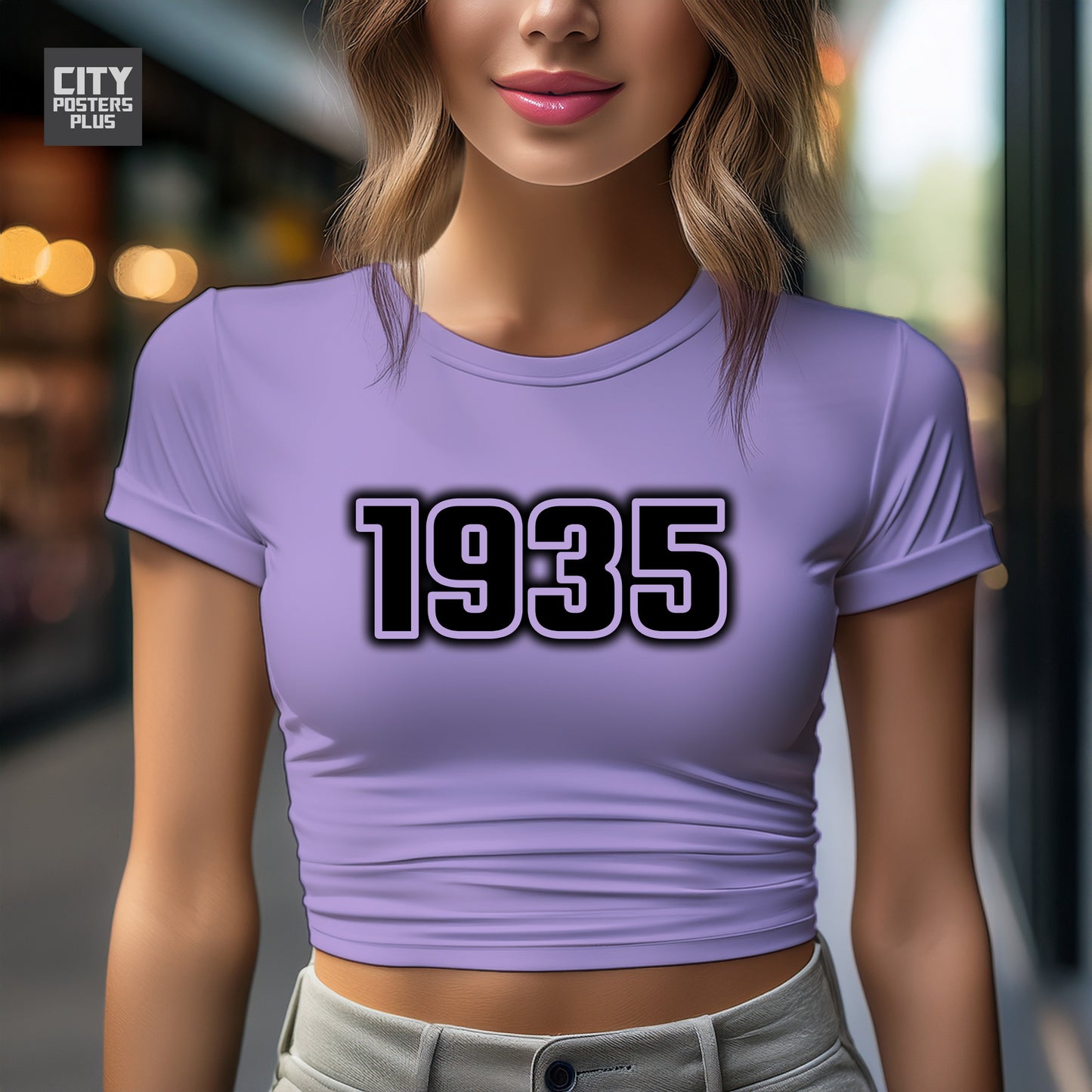 City Posters Plus 1935 Vintage Birth Year Women Crop Top