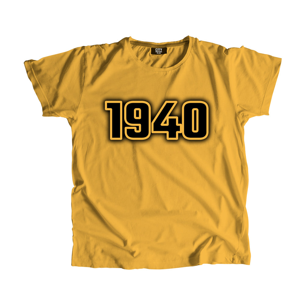 1940 Vintage Heritage Year Men Unisex T-Shirt (Golden Yellow)