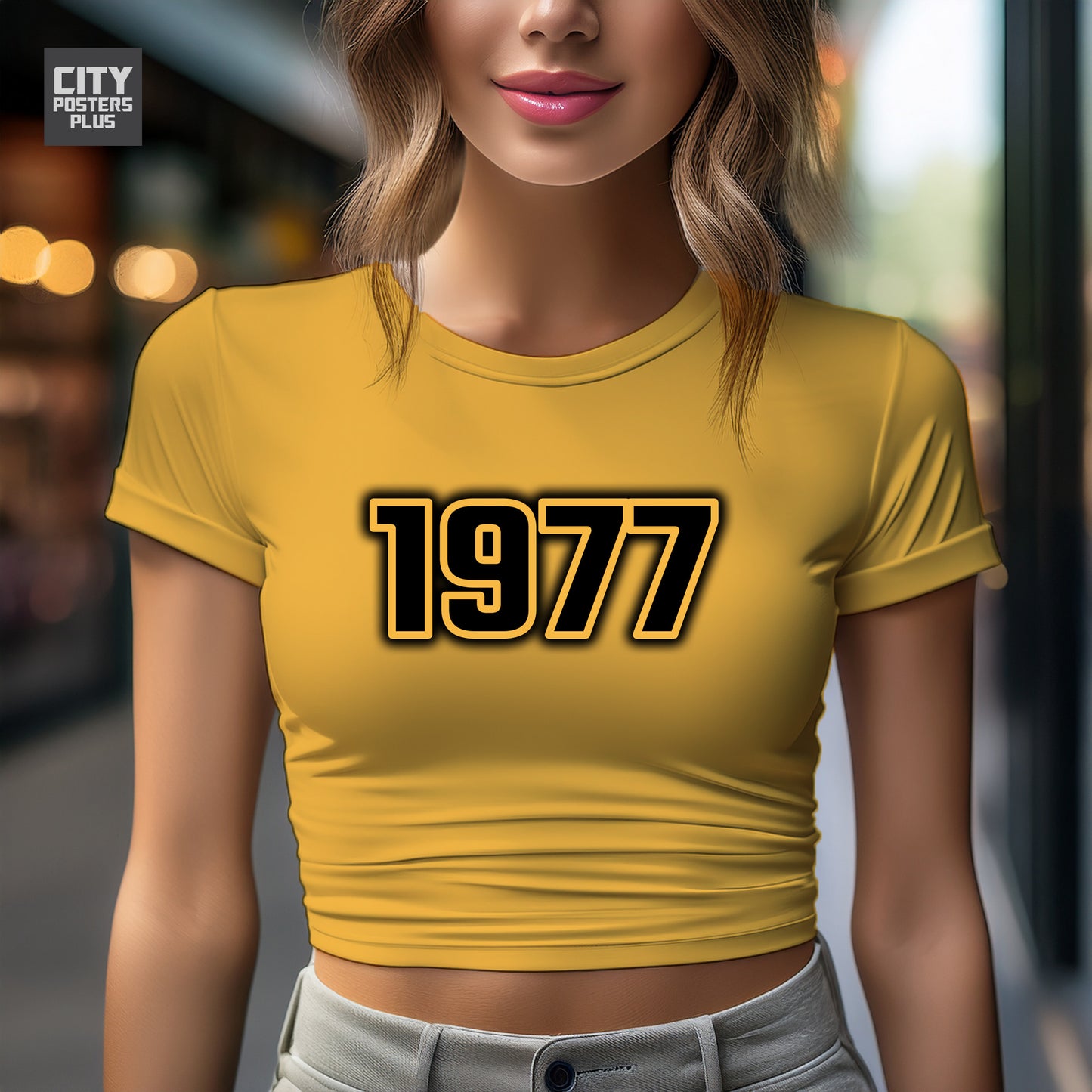 City Posters Plus 1977 Vintage Birth Year Women Crop Top