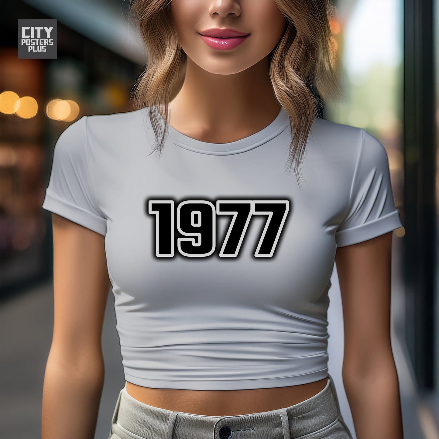 City Posters Plus 1977 Vintage Birth Year Women Crop Top
