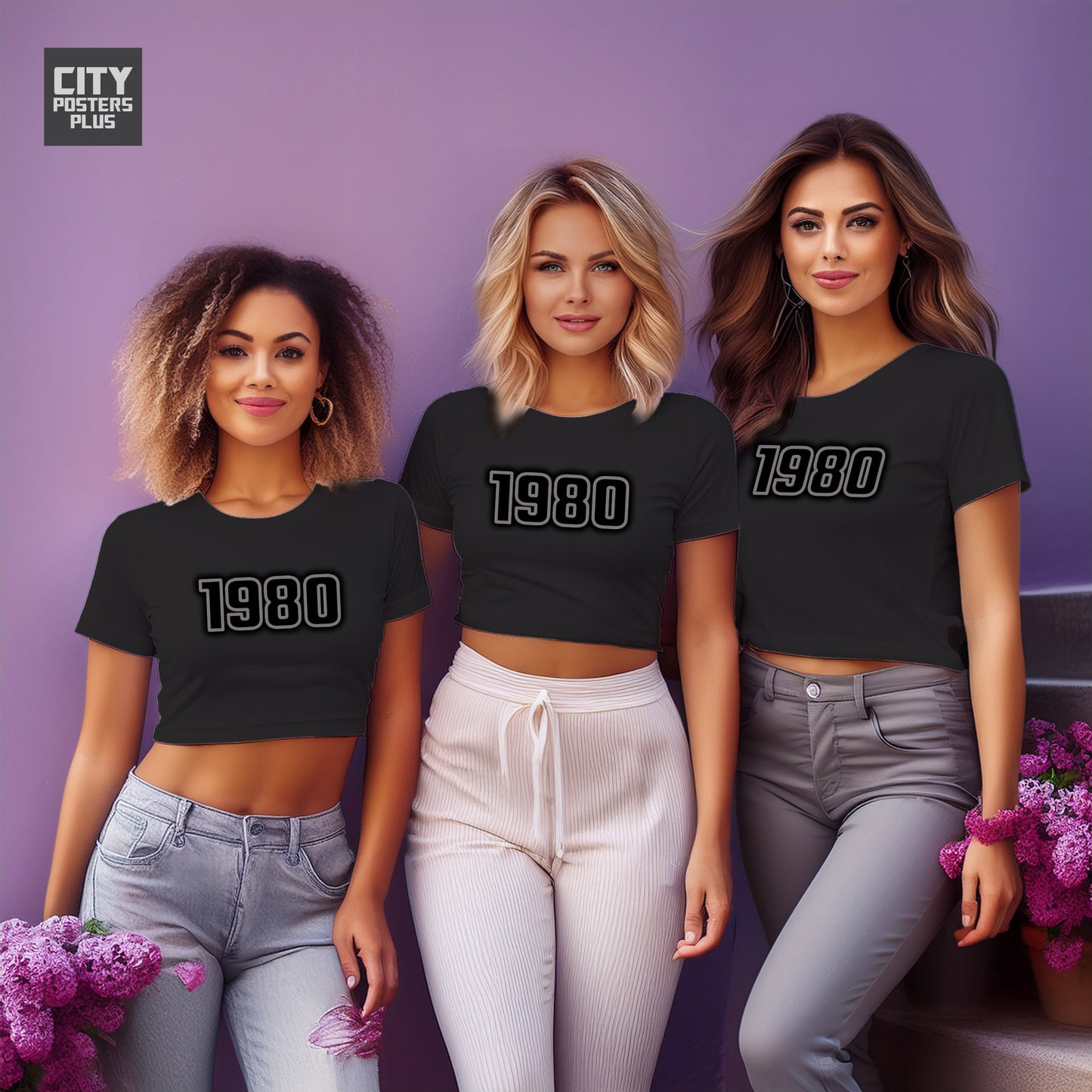 City Posters Plus 1980 Vintage Birth Year Women Crop Top