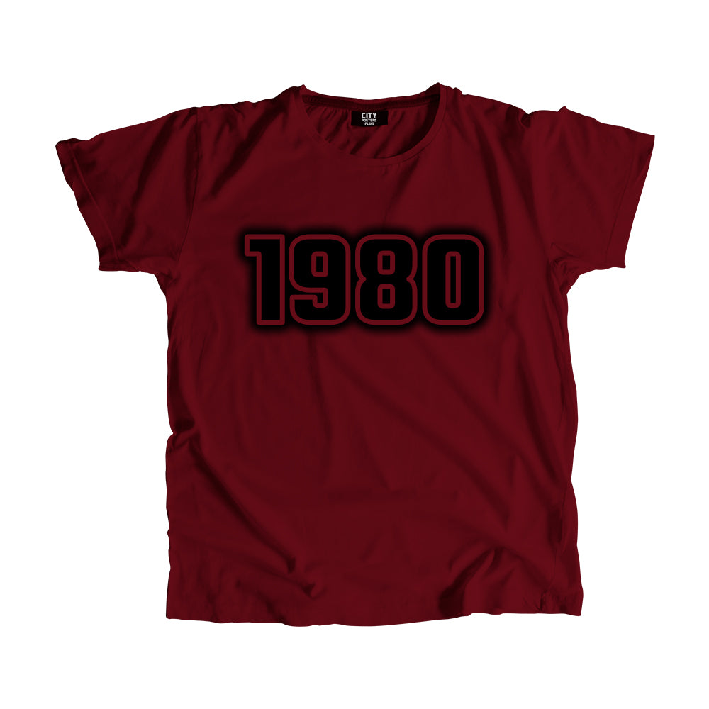1980 Vintage Heritage Year Men Unisex T-Shirt (Maroon)