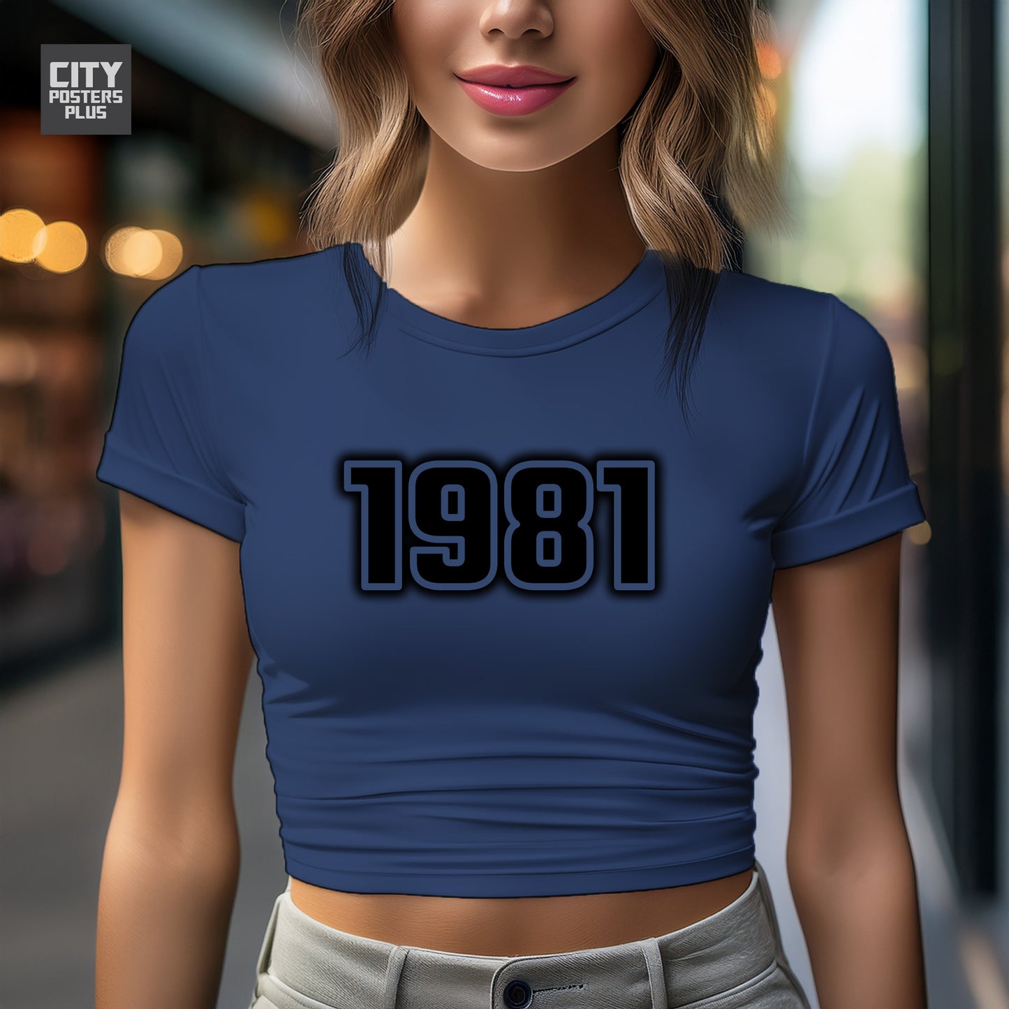 City Posters Plus 1981 Vintage Birth Year Women Crop Top