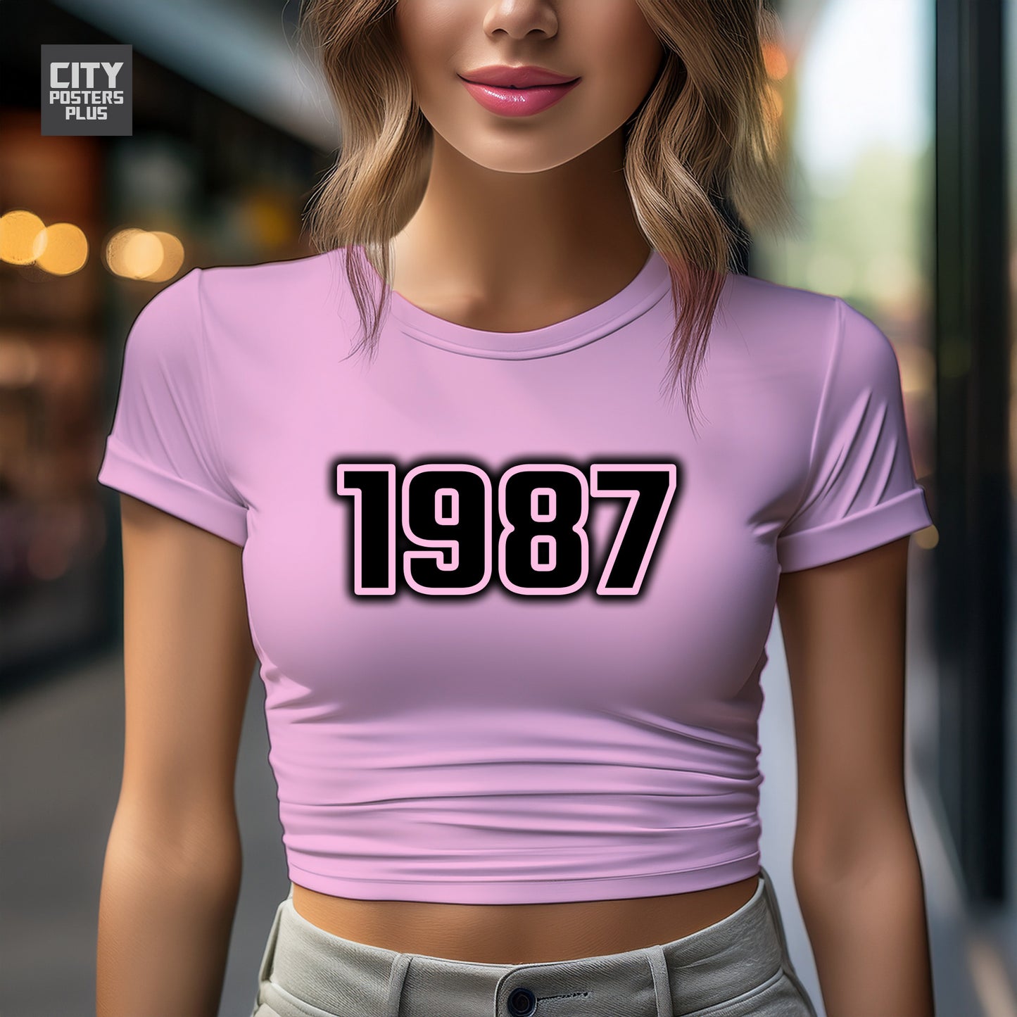 City Posters Plus 1987 Vintage Birth Year Women Crop Top
