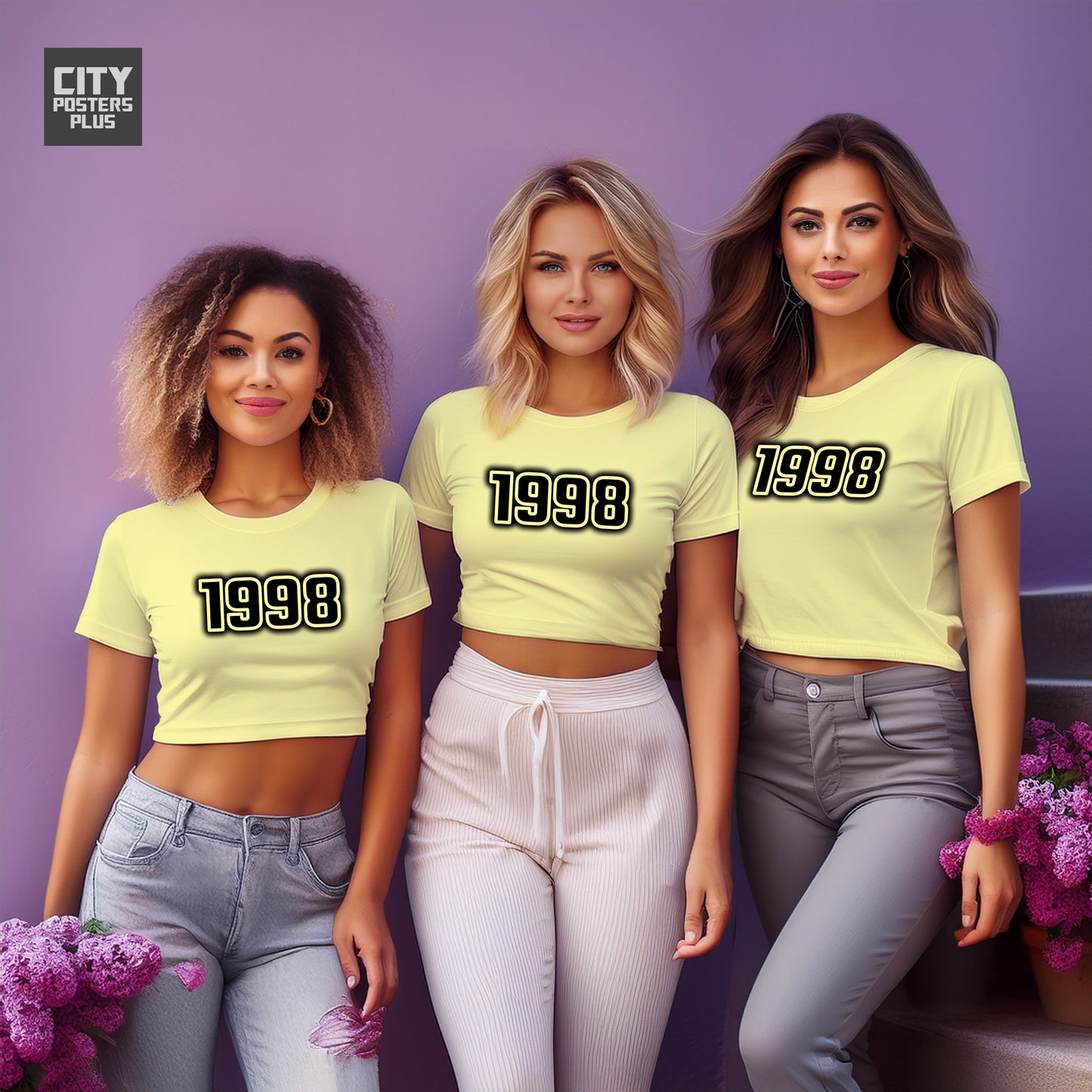 City Posters Plus 1998 Vintage Birth Year Women Crop Top