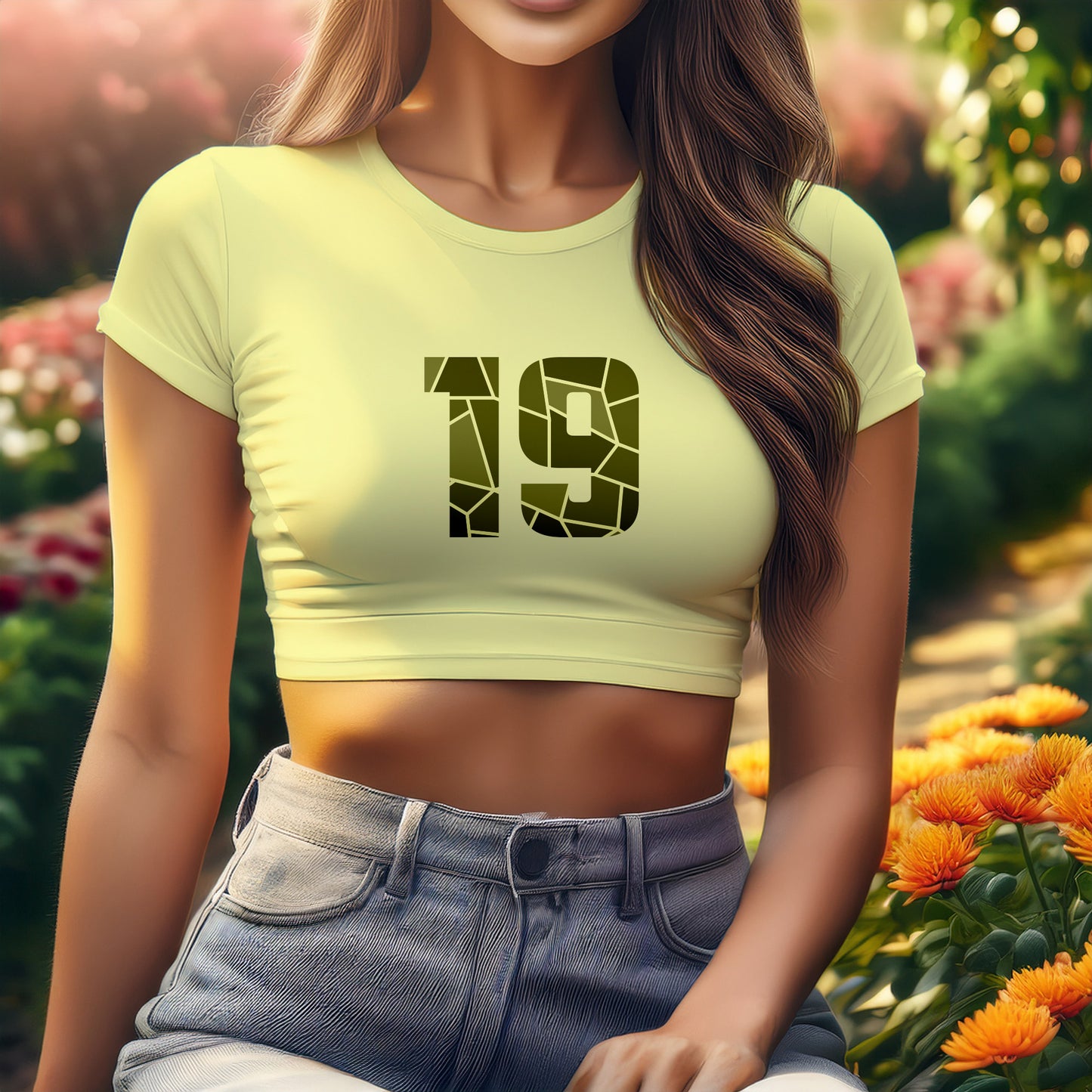 City Posters Plus 19 Number Women Crop Top (Butter Yellow)