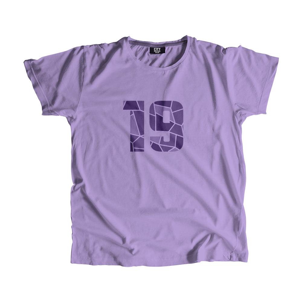19 Number Men Unisex T-Shirt  (Iris Lavender)| Classic Numeric Graphic Tee