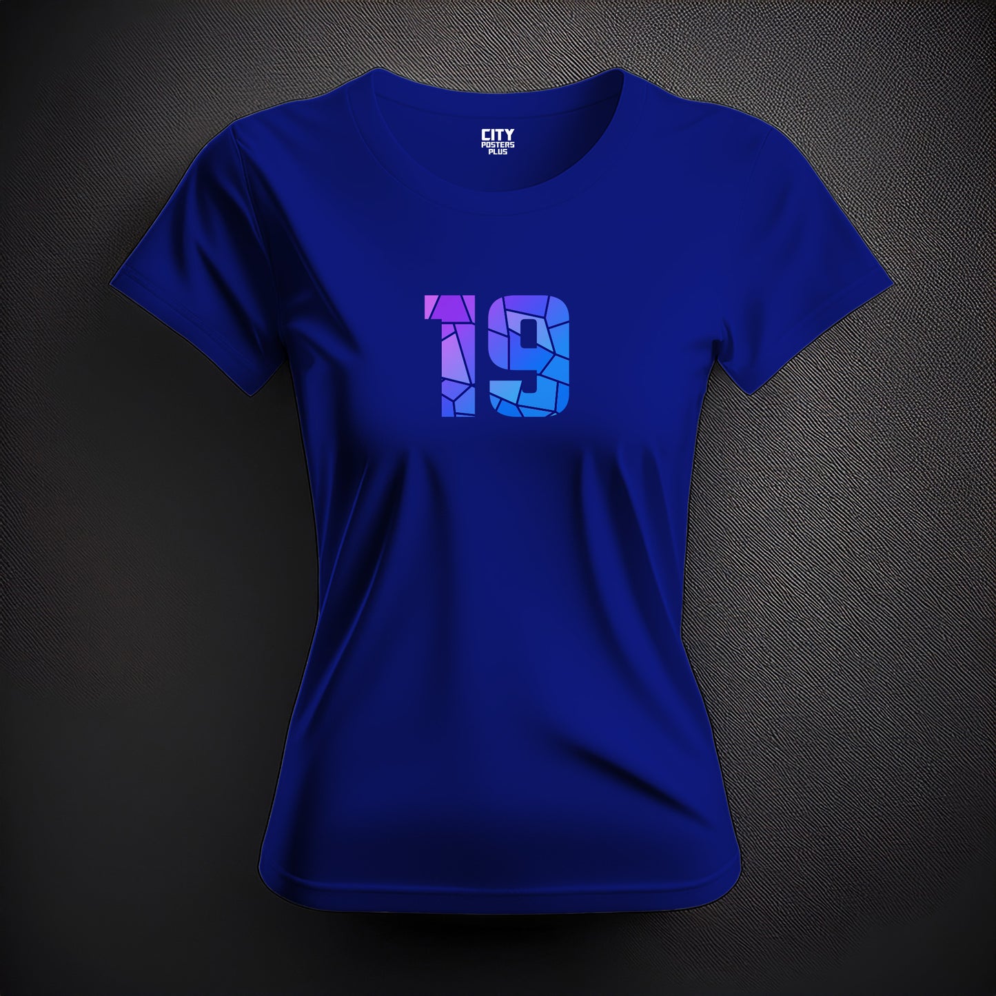 City Posters Plus 19 Number Women T-Shirt (Royal Blue) | Stylish Numeric Graphic Tee