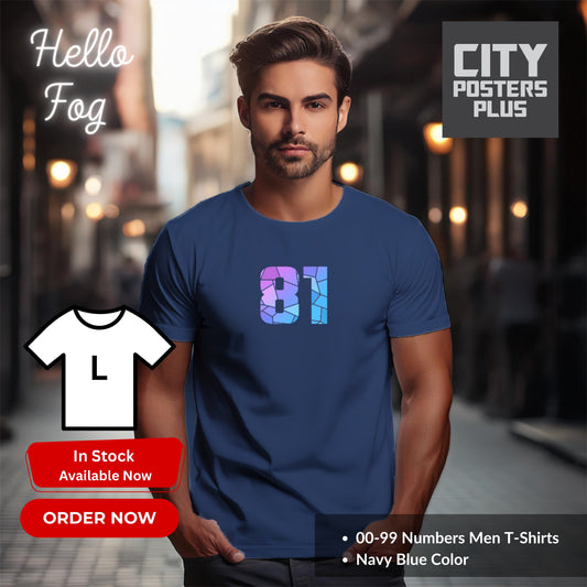 00-99 Numbers Men Women Unisex T-Shirt (Navy Blue, Large Size)