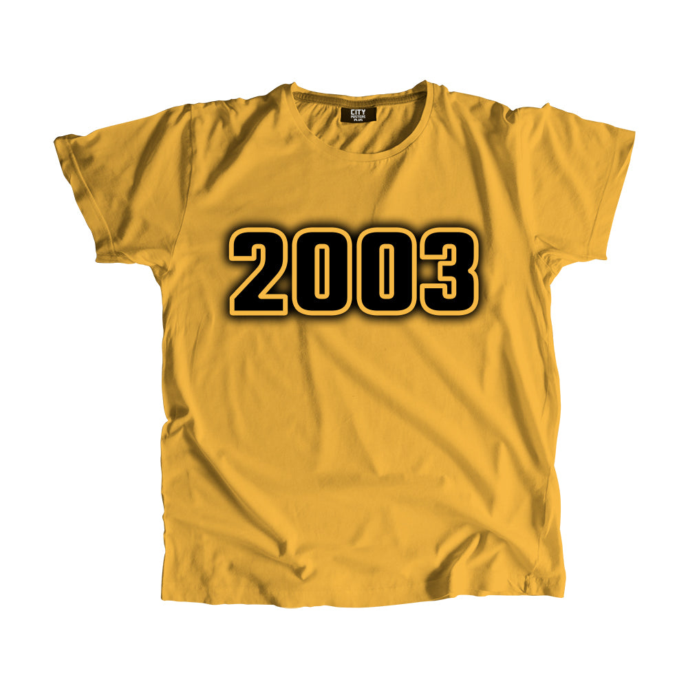 2003 Vintage Heritage Year Men Unisex T-Shirt (Golden Yellow)