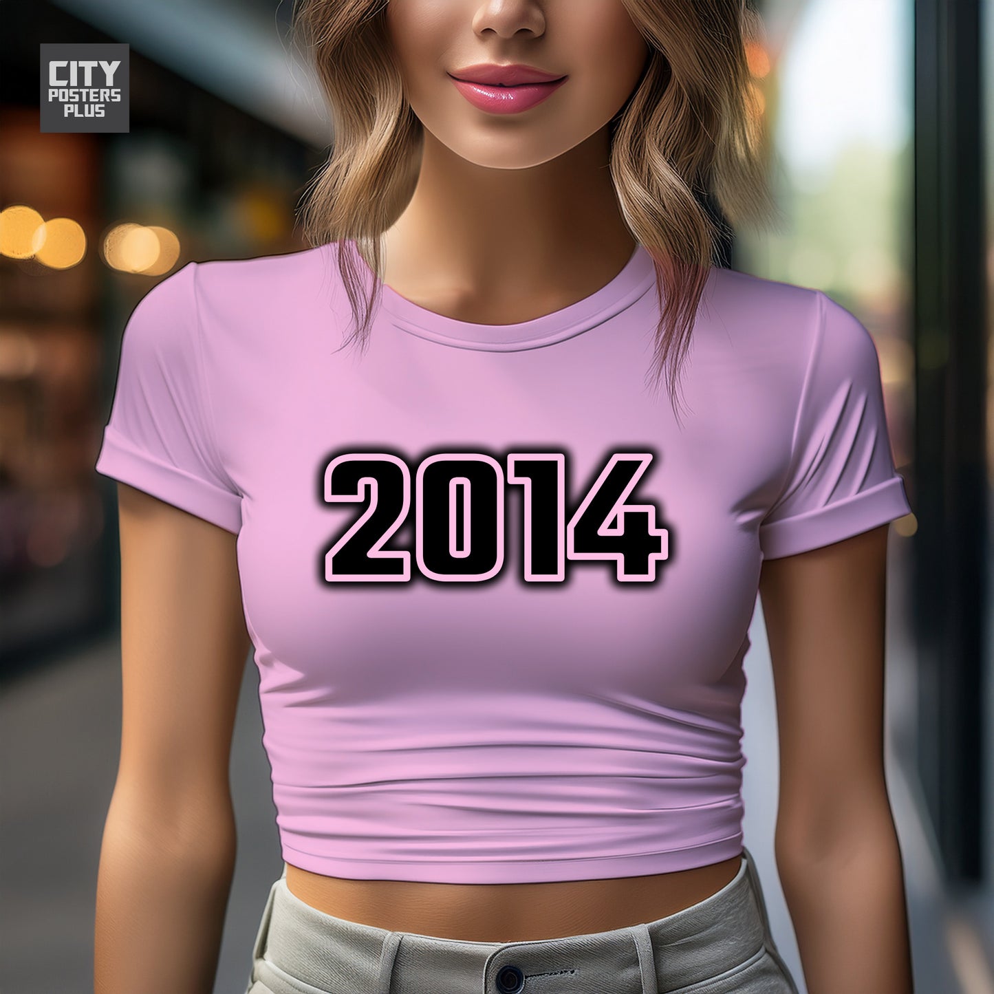 City Posters Plus 2014 Vintage Birth Year Women Crop Top