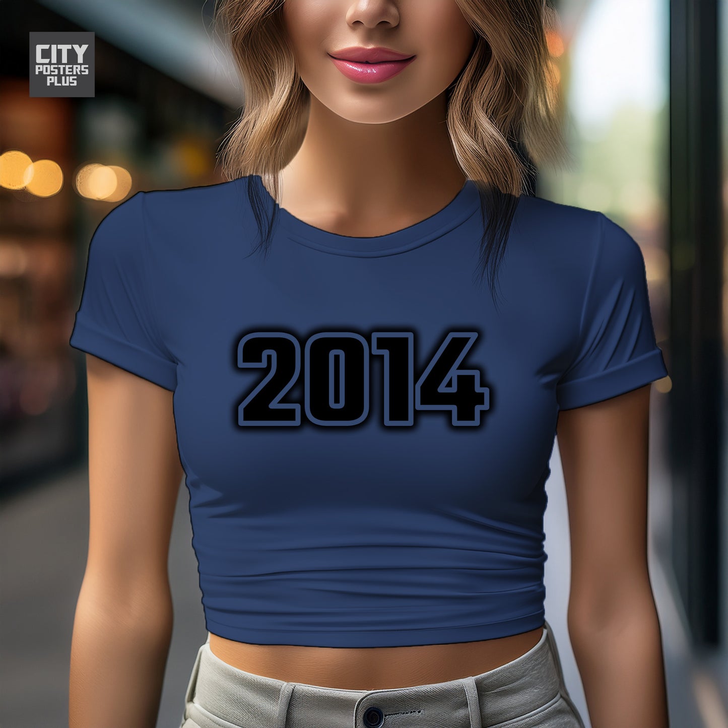 City Posters Plus 2014 Vintage Birth Year Women Crop Top
