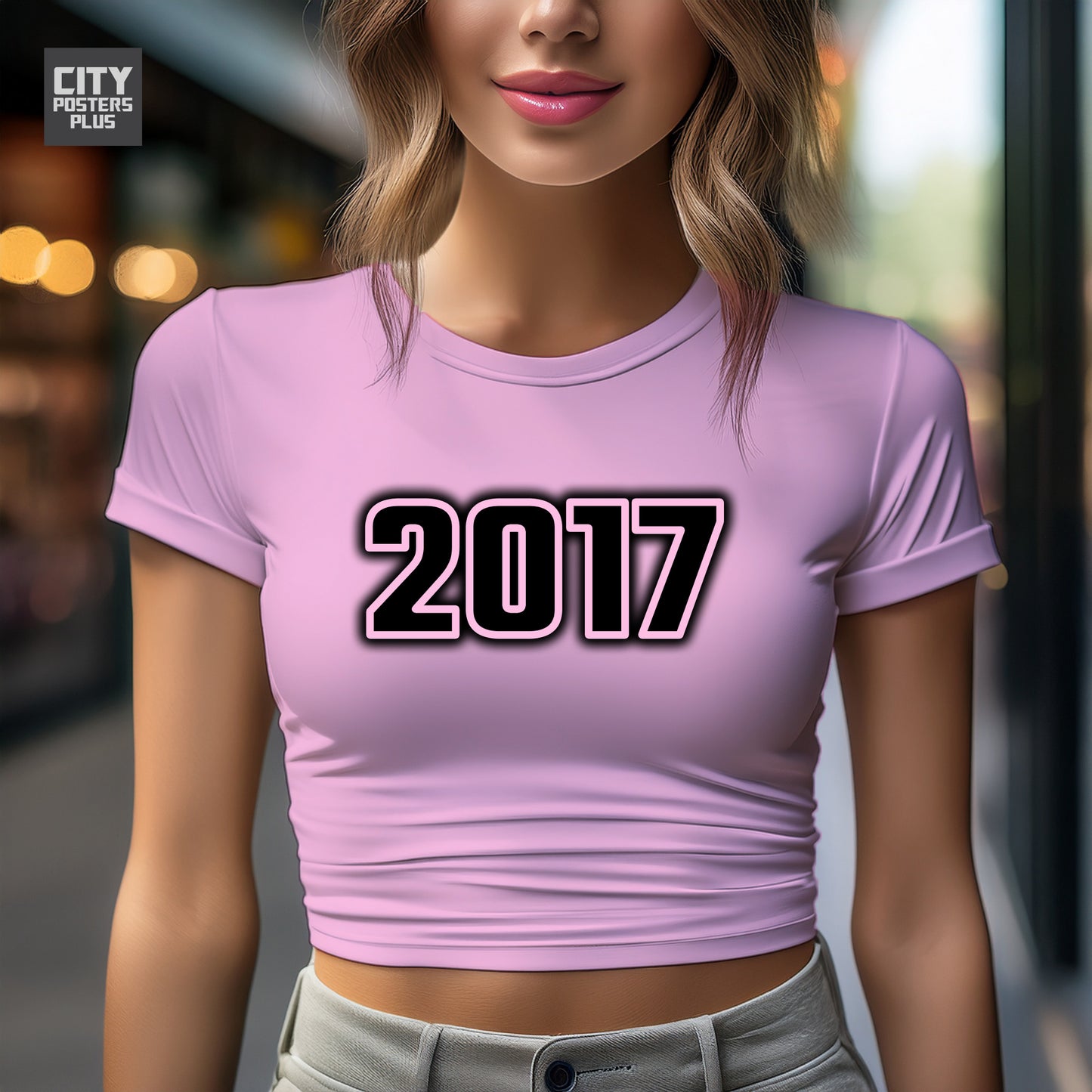City Posters Plus 2017 Vintage Birth Year Women Crop Top