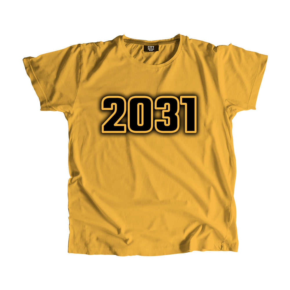2031 Vintage Heritage Year Men Unisex T-Shirt (Golden Yellow)