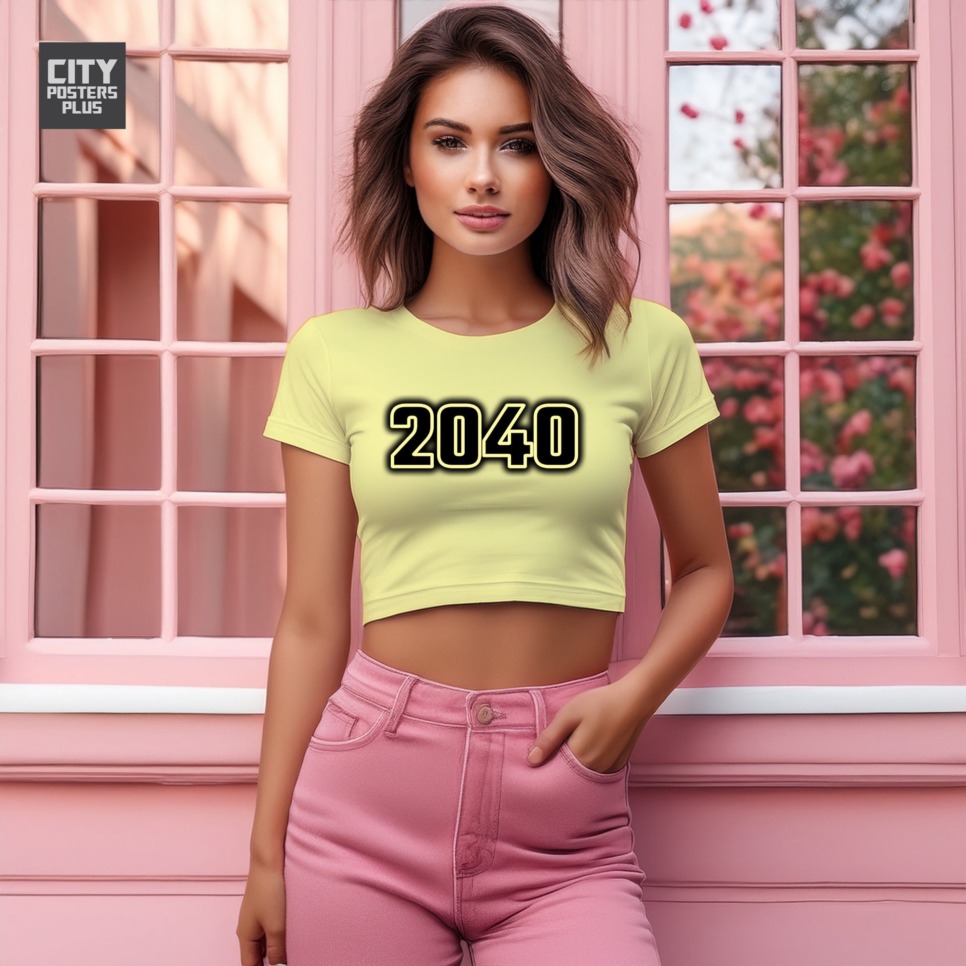 2040 Women Crop Top | Vintage Birth Year Shirt | City Posters Plus