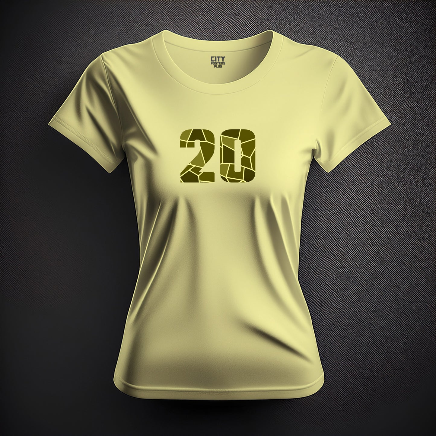 City Posters Plus 20 Number Women T-Shirt (Butter Yellow) | Stylish Numeric Graphic Tee