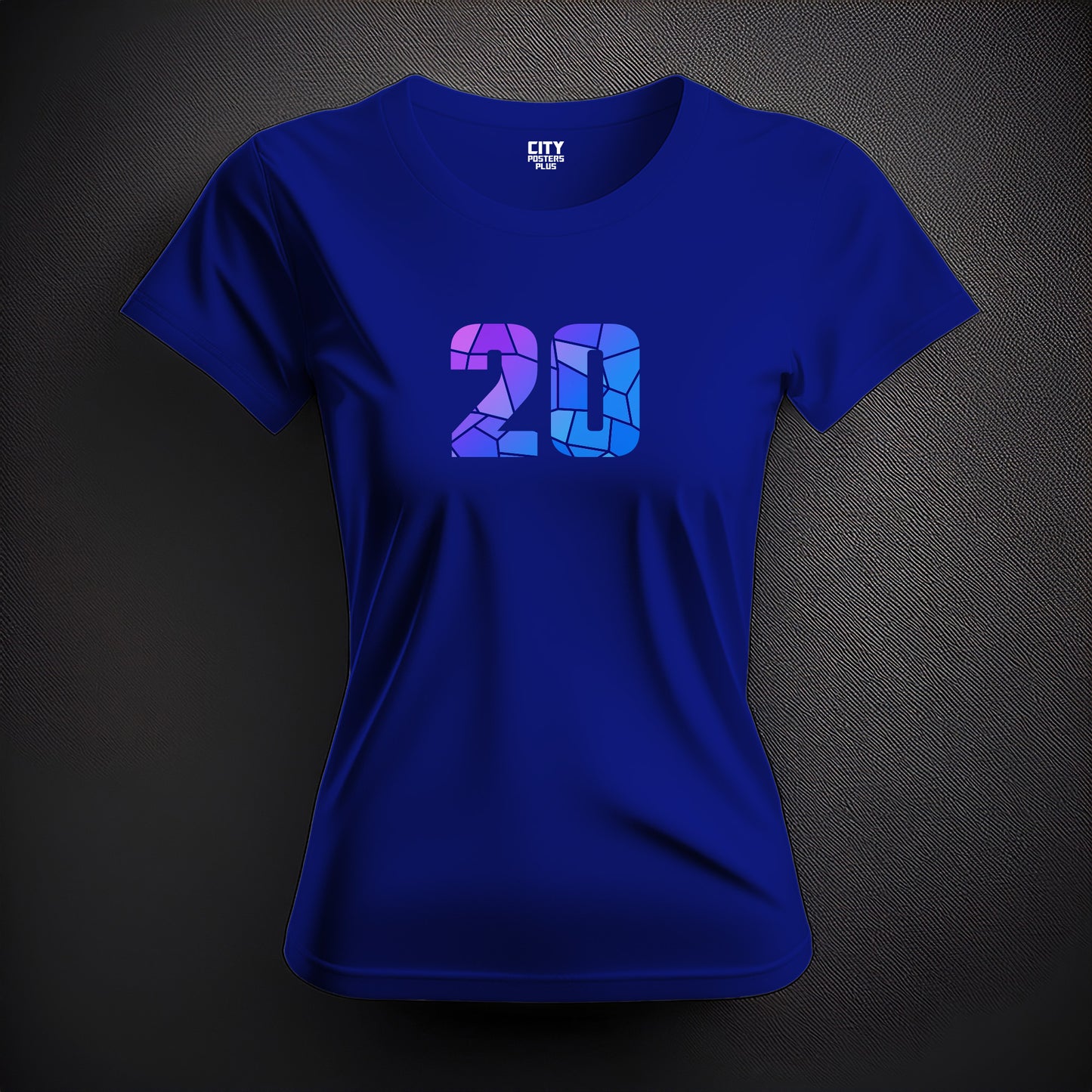 City Posters Plus 20 Number Women T-Shirt (Royal Blue) | Stylish Numeric Graphic Tee