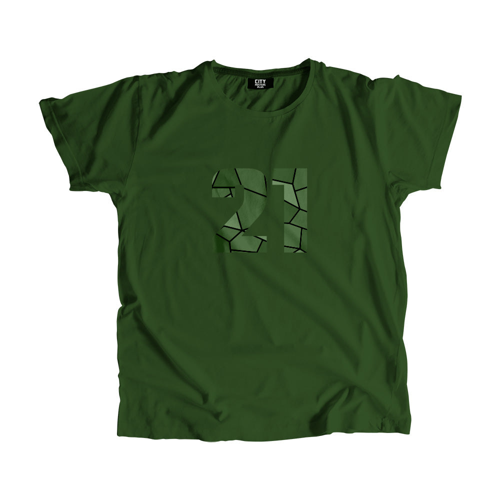 21 Number Men Unisex T-Shirt  (Olive Green)| Classic Numeric Graphic Tee