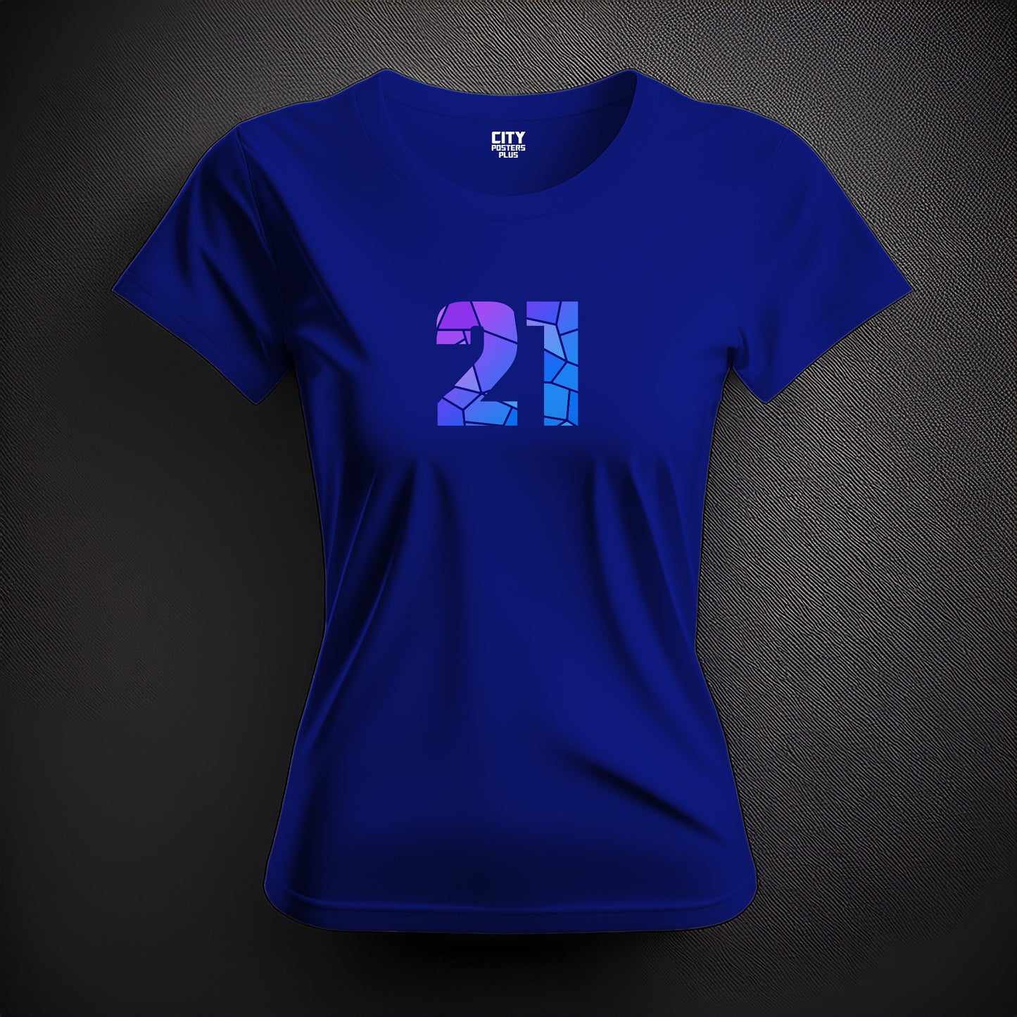 City Posters Plus 21 Number Women T-Shirt (Royal Blue) | Stylish Numeric Graphic Tee
