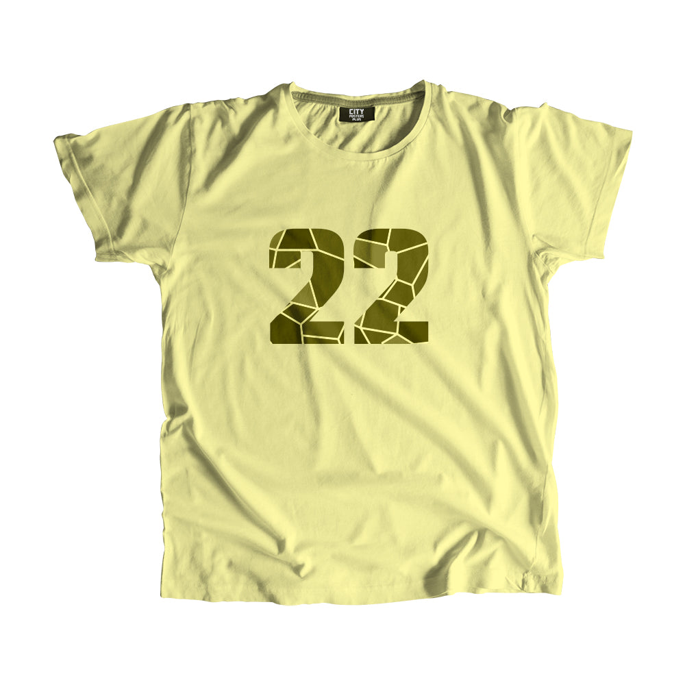 22 Number Men Unisex T-Shirt  (Butter Yellow)| Classic Numeric Graphic Tee