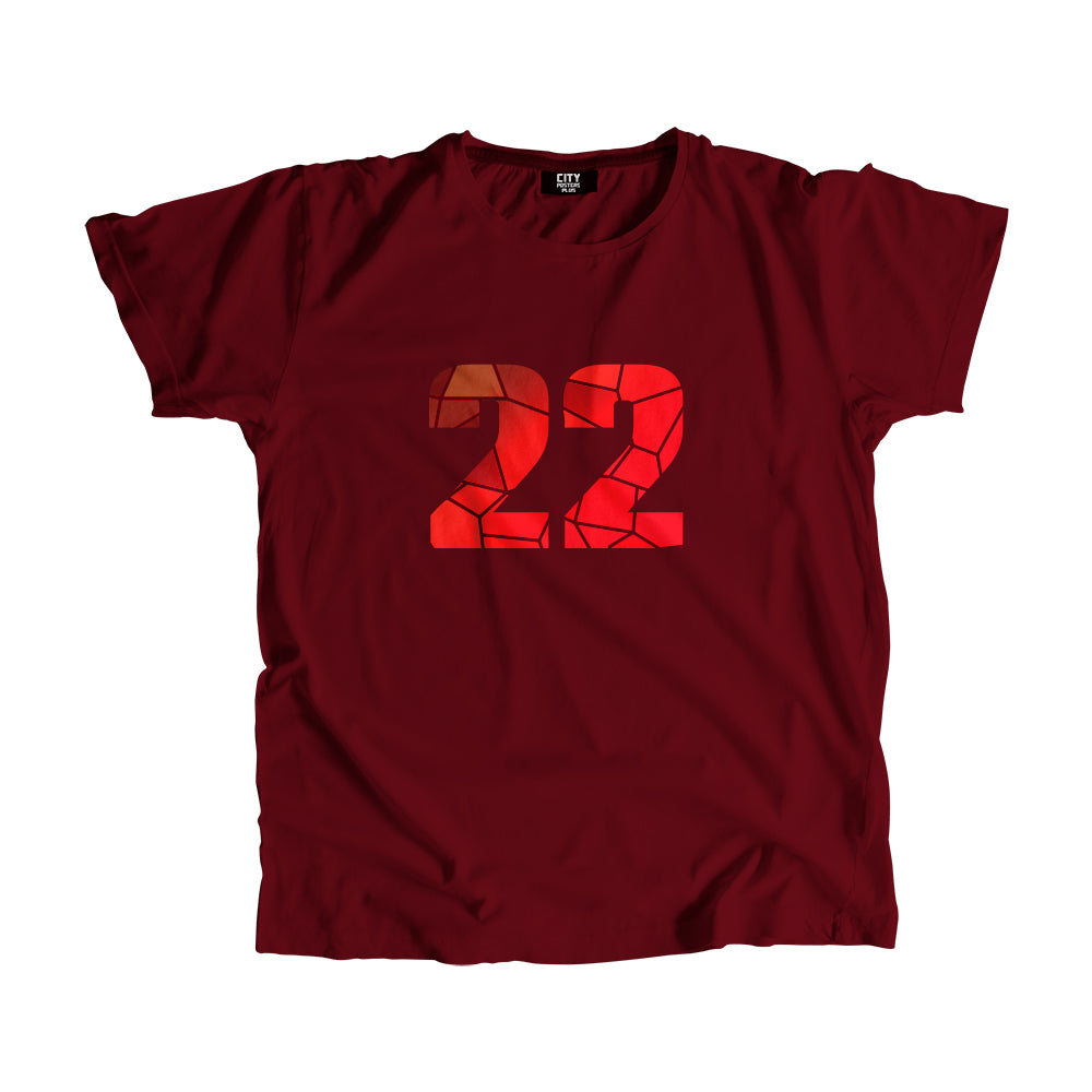 22 Number Men Unisex T-Shirt  (Maroon)| Classic Numeric Graphic Tee