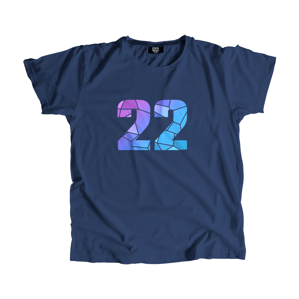 22 Number Men Unisex T-Shirt  (Navy Blue)| Classic Numeric Graphic Tee