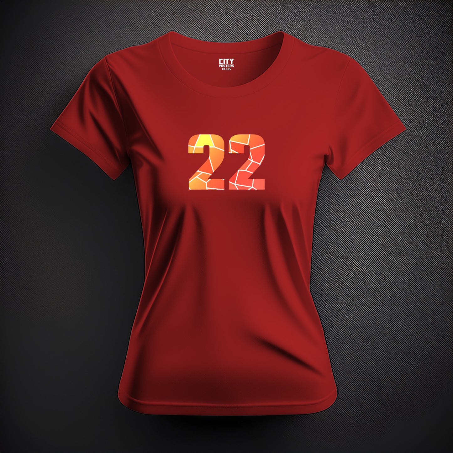 City Posters Plus 22 Number Women T-Shirt (Red) | Stylish Numeric Graphic Tee