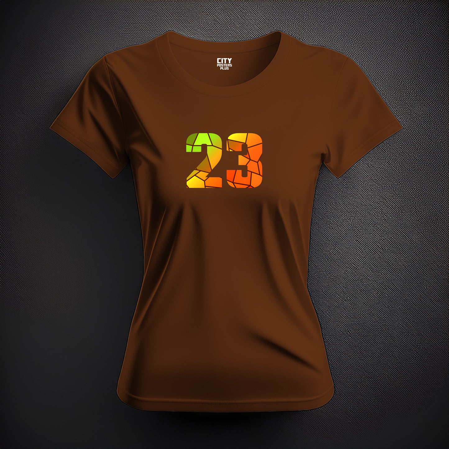 City Posters Plus 23 Number Women T-Shirt (Brown) | Stylish Numeric Graphic Tee