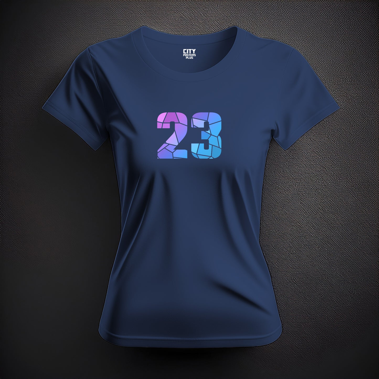 City Posters Plus 23 Number Women T-Shirt (Navy Blue) | Stylish Numeric Graphic Tee