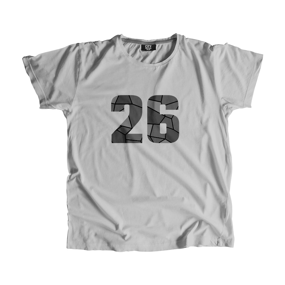 26 Number Men Unisex T-Shirt  (Melange Grey)| Classic Numeric Graphic Tee