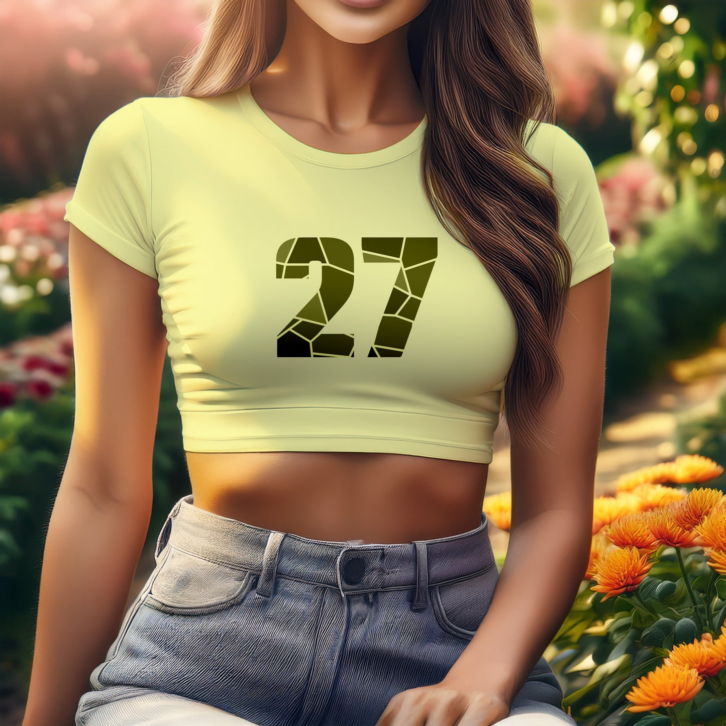 City Posters Plus 27 Number Women Crop Top (Butter Yellow)