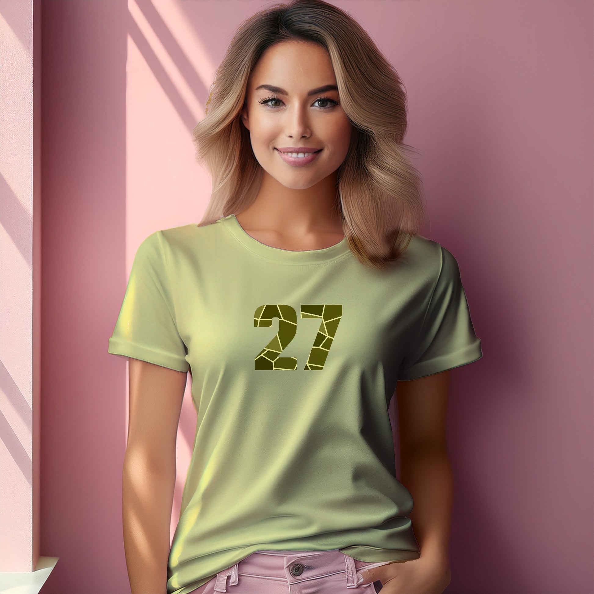 27 Number Women T-Shirt (Butter Yellow) | Stylish Numeric Graphic Tee