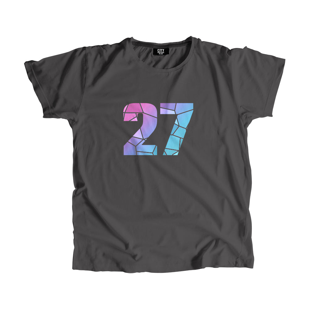 27 Number Men Unisex T-Shirt  (Charcoal Grey)| Classic Numeric Graphic Tee