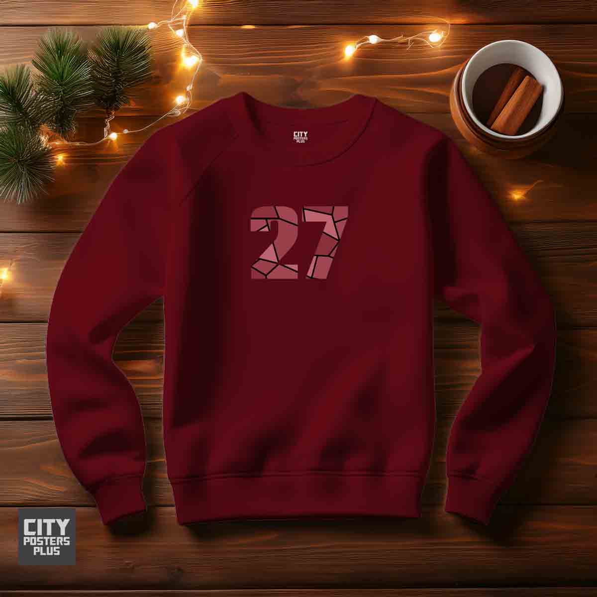 27 Number Unisex Sweatshirt (Maroon)  Premium Graphic Crewneck