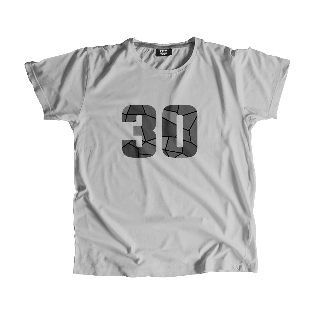 30 Number Men Unisex T-Shirt  (Melange Grey)| Classic Numeric Graphic Tee