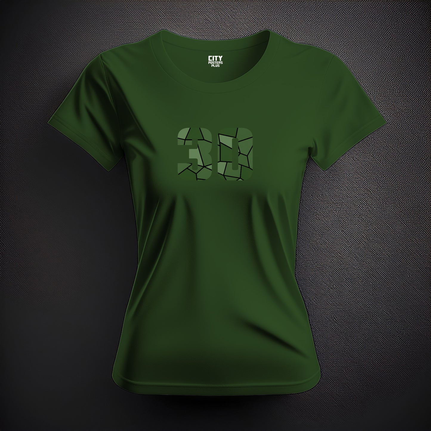 City Posters Plus 30 Number Women T-Shirt (Olive Green) | Stylish Numeric Graphic Tee