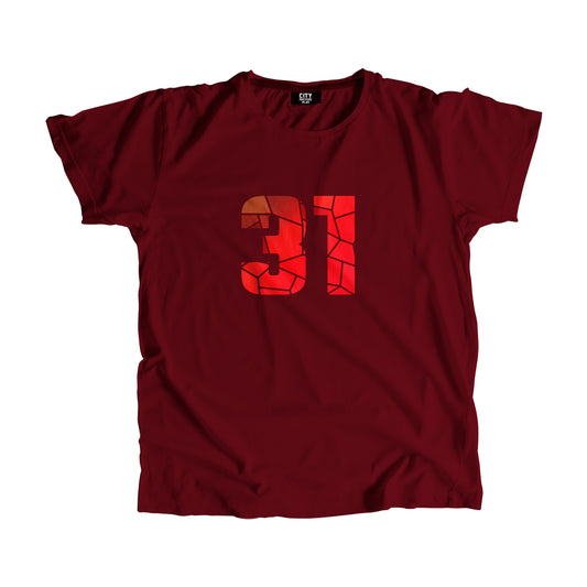 31 Number Men Unisex T-Shirt  (Maroon)| Classic Numeric Graphic Tee