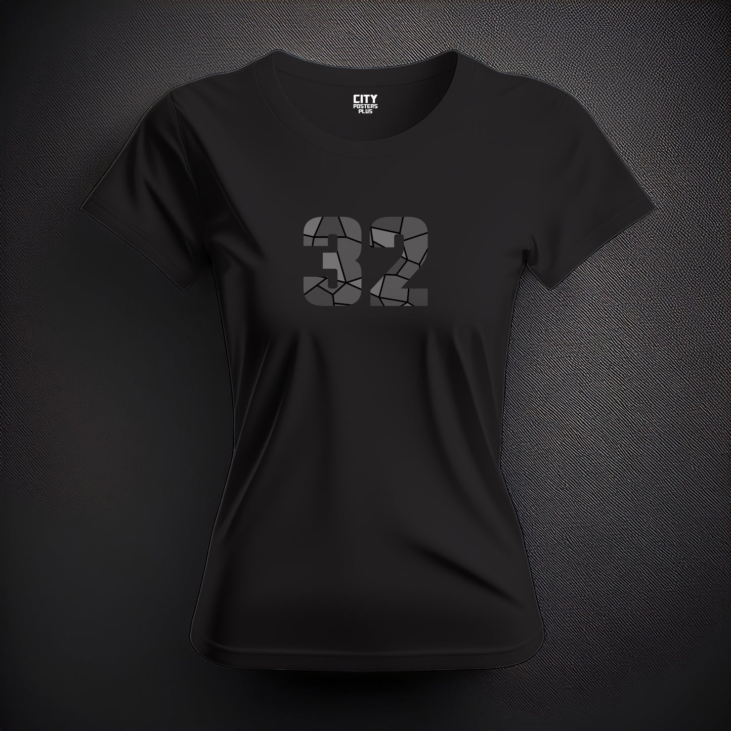 City Posters Plus 32 Number Women T-Shirt (Black) | Stylish Numeric Graphic Tee