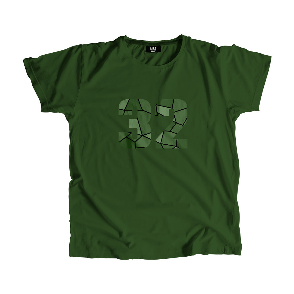 32 Number Men Unisex T-Shirt  (Olive Green)| Classic Numeric Graphic Tee