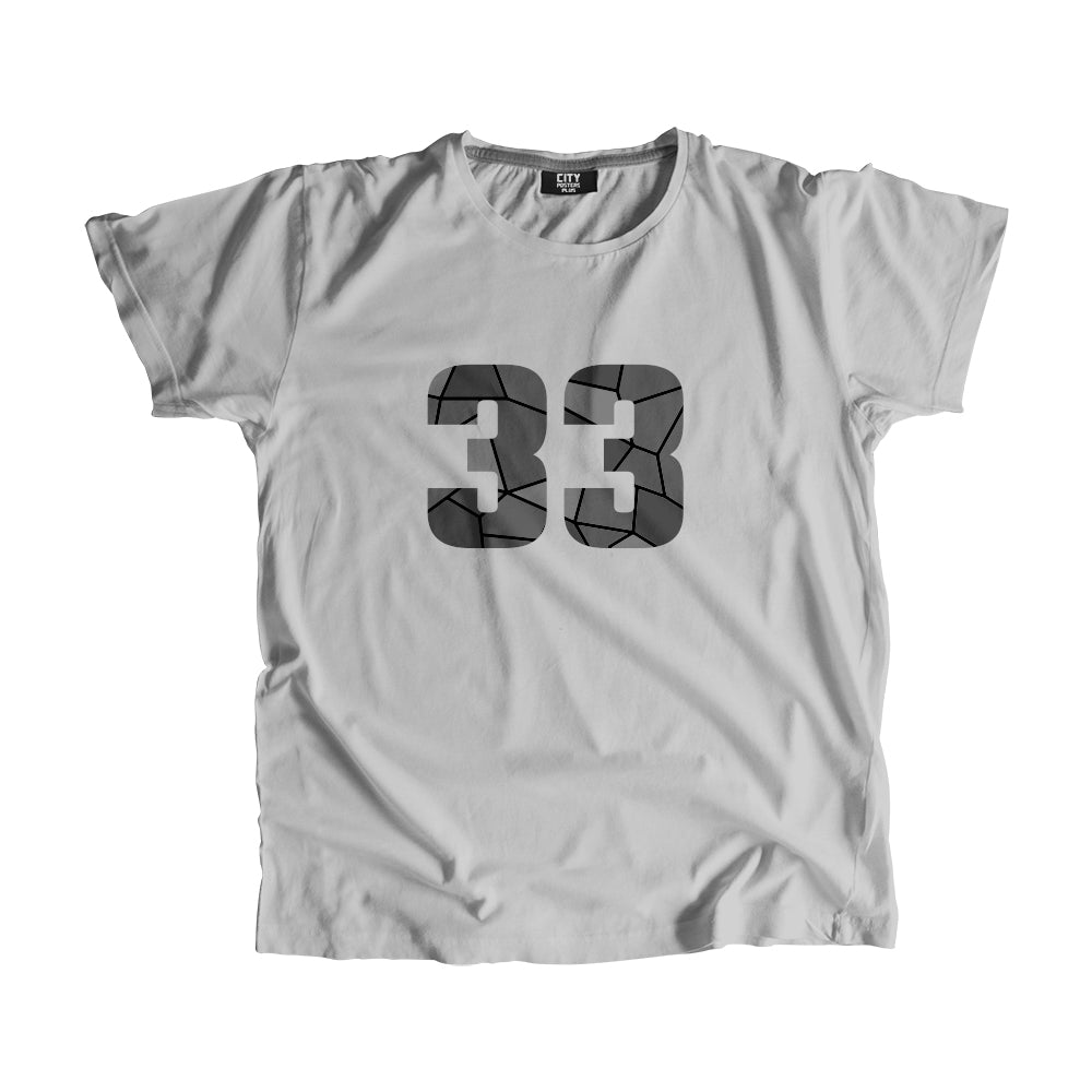 33 Number Men Unisex T-Shirt  (Melange Grey)| Classic Numeric Graphic Tee