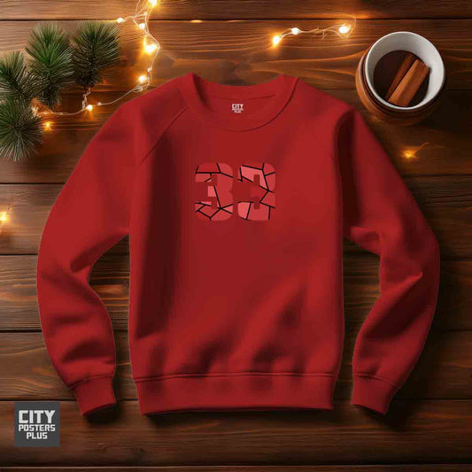 33 Number Unisex Sweatshirt (Red)  Premium Graphic Crewneck