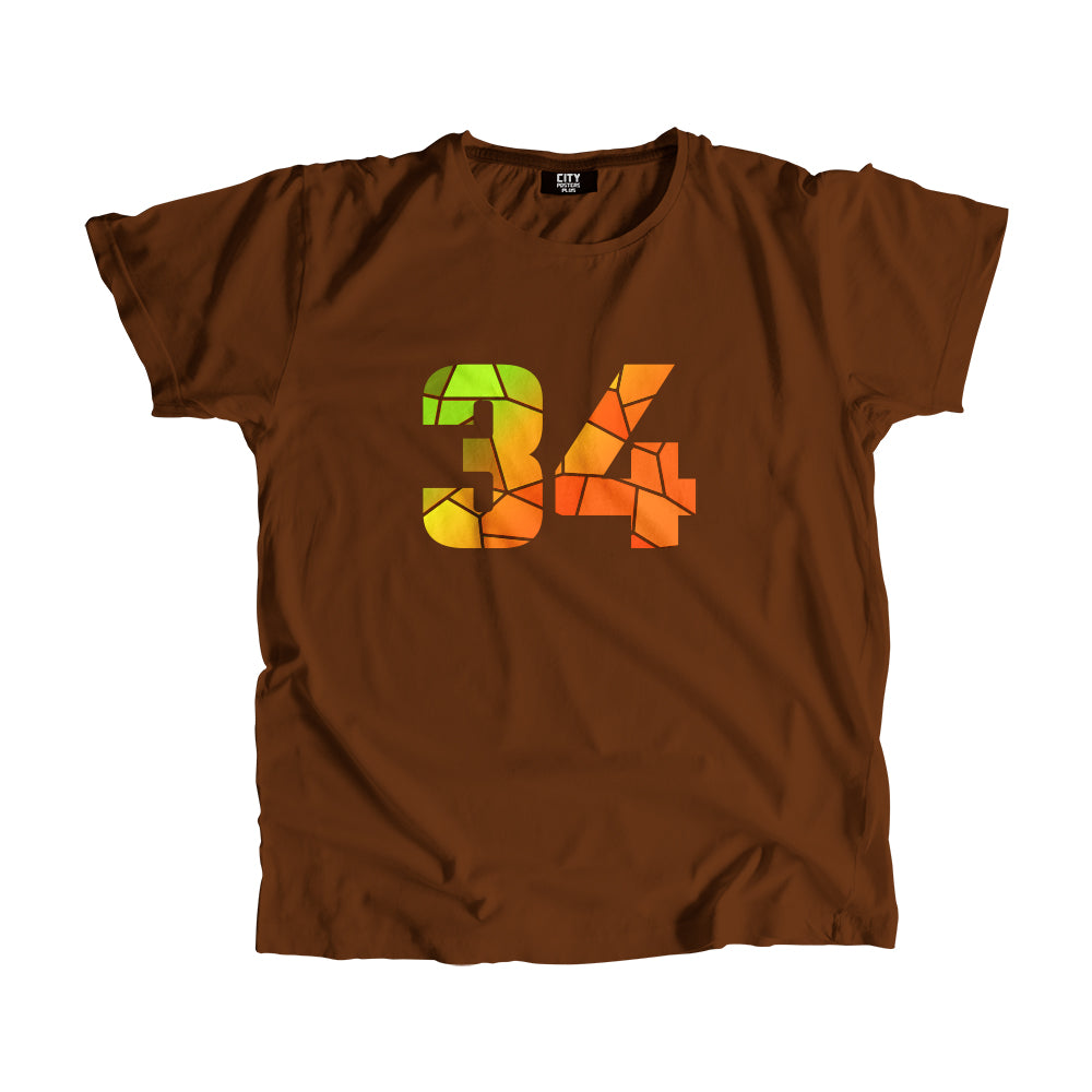 34 Number Men Unisex T-Shirt  (Brown)| Classic Numeric Graphic Tee