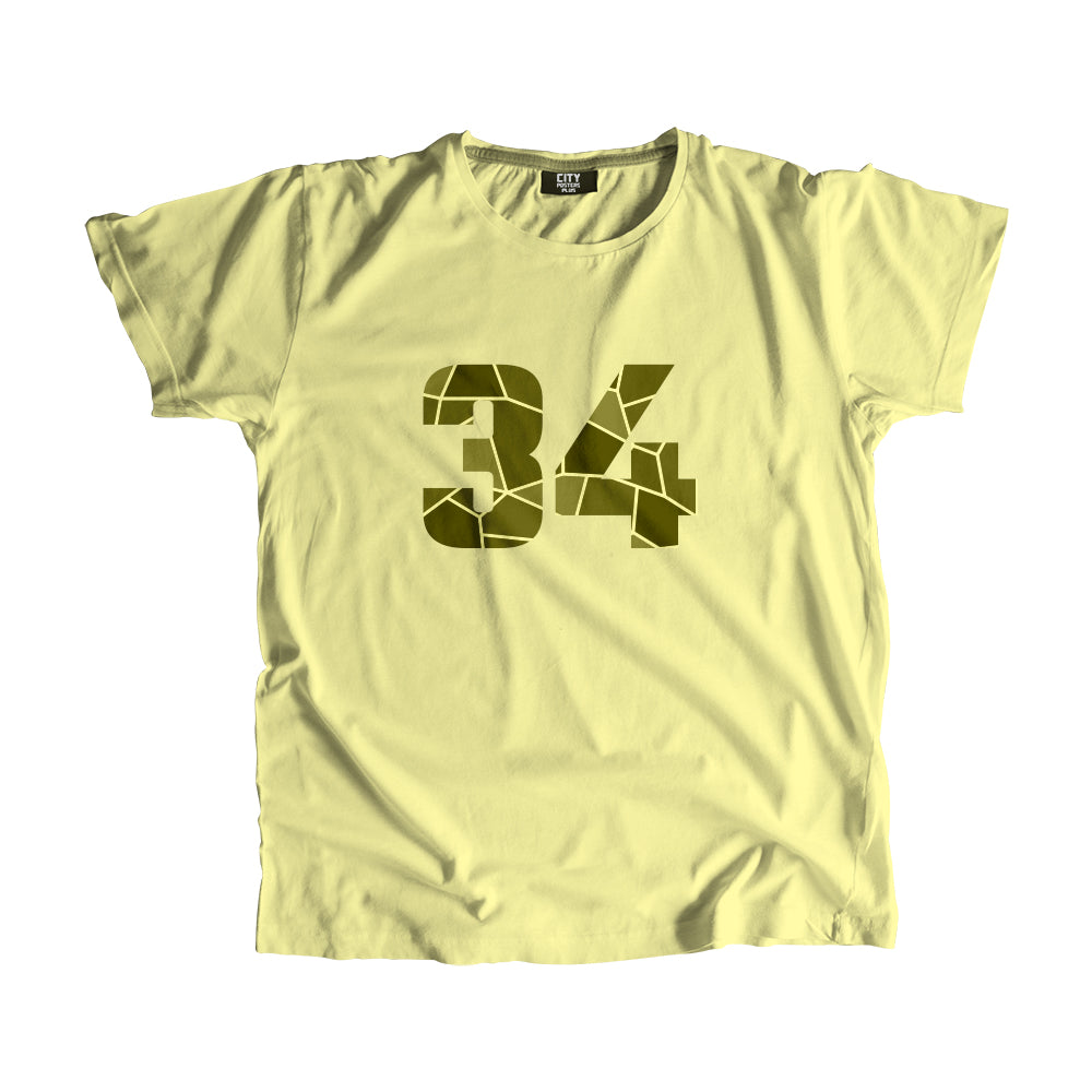 34 Number Men Unisex T-Shirt  (Butter Yellow)| Classic Numeric Graphic Tee
