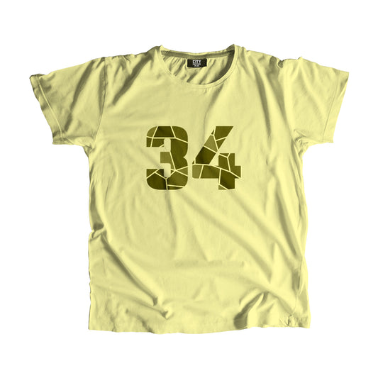 34 Number Men Unisex T-Shirt  (Butter Yellow)| Classic Numeric Graphic Tee